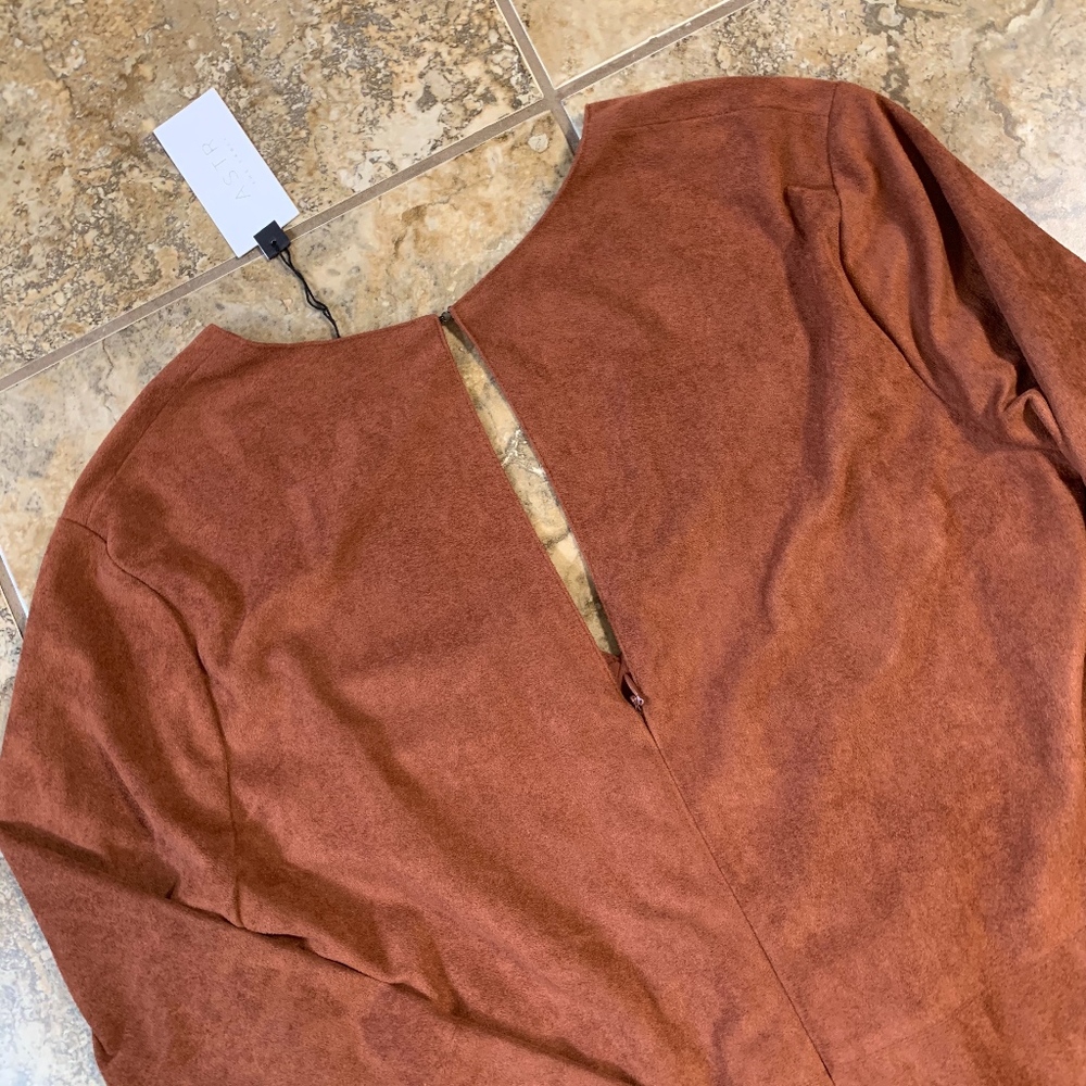 ASTR The Label Rust Faux Suede Shift Dress - Picture 6 of 6